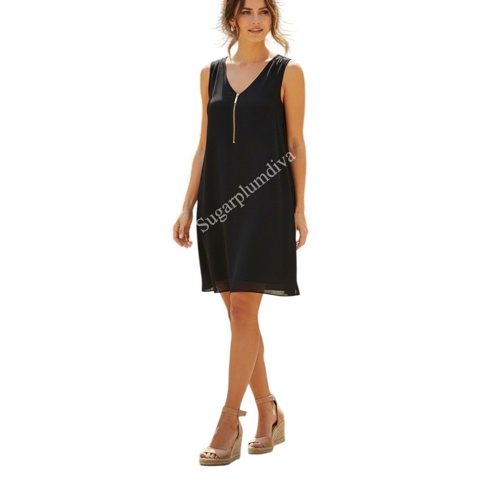 Michael Kors Basics Stretch Jersey LBD Black Sleeveless Dress SMALL Classic